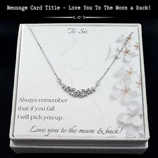 Gift To My Sister From Sister - Silver Dainty Luminous Floral Necklace - Message