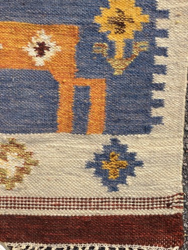 Mid Century Vintage Folk Art Swedish Textile Wall Hanging Rug Decor - Picture 3 of 10