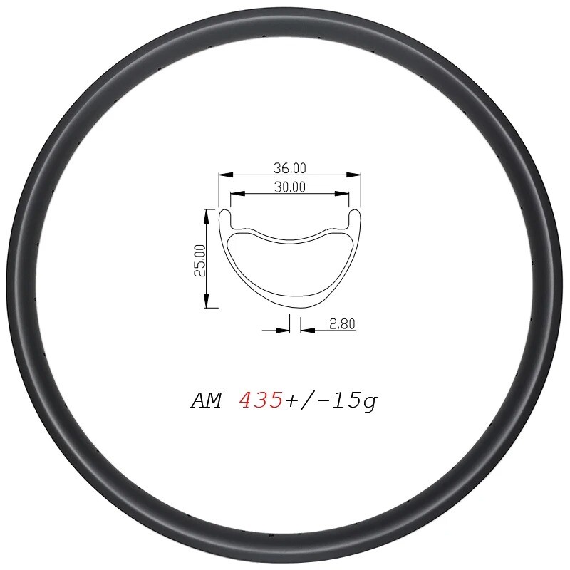 27.5er 650B AM Mountain Bike Asymmetric Carbon Fiber Rims 36