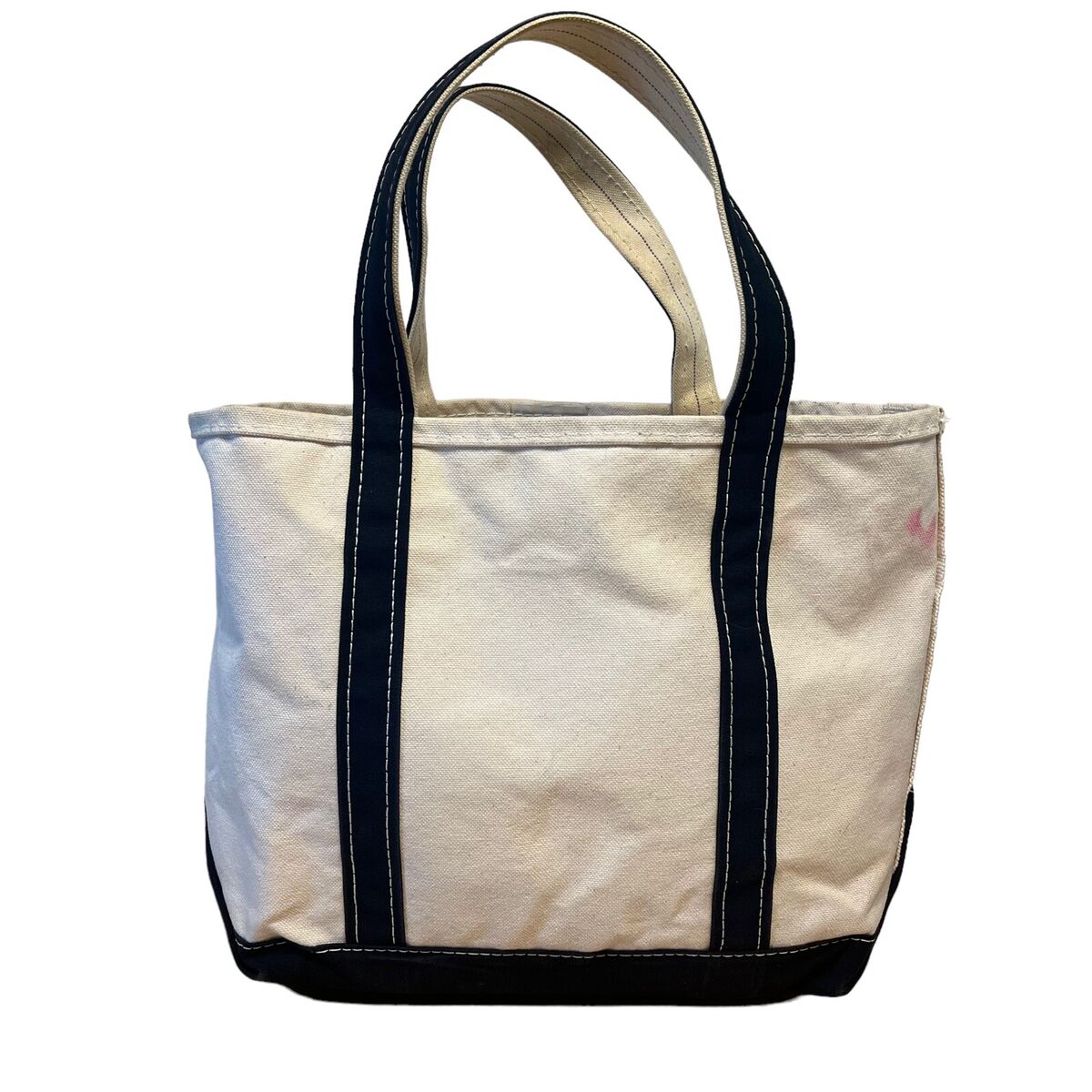 LL Bean Boat and Tote Navy Blue White Medium 16x10 USA Made LL Bean Boat and Tote Navy Blue White Medium 16x10 USA Made