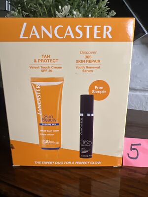 LANCASTER  Velvet Touch Sun Cream SPF30 50ml + 365 Skin Repair Serum 10ml BOXED