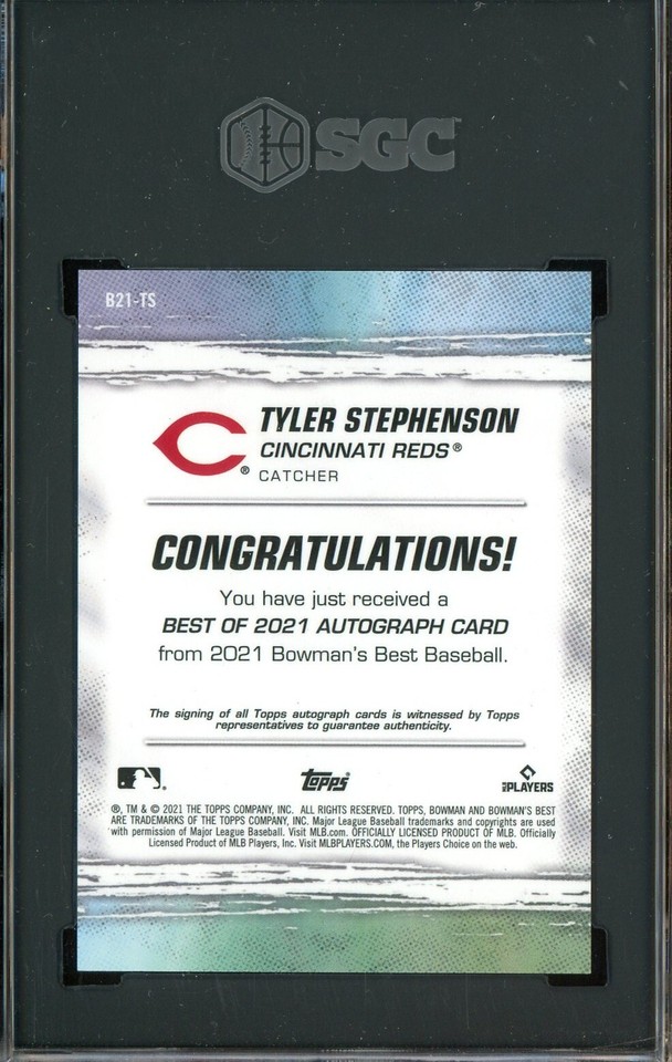 2021 Bowman's Best #B21-TS Tyler Stephenson RC Rookie SGC 10 w/ 10 AUTO ...