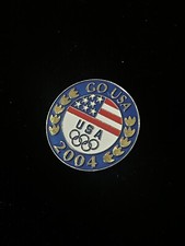 Retro 2004 Go USA Olympic American Flag Lapel Hat Pin Pinback Athens Greece