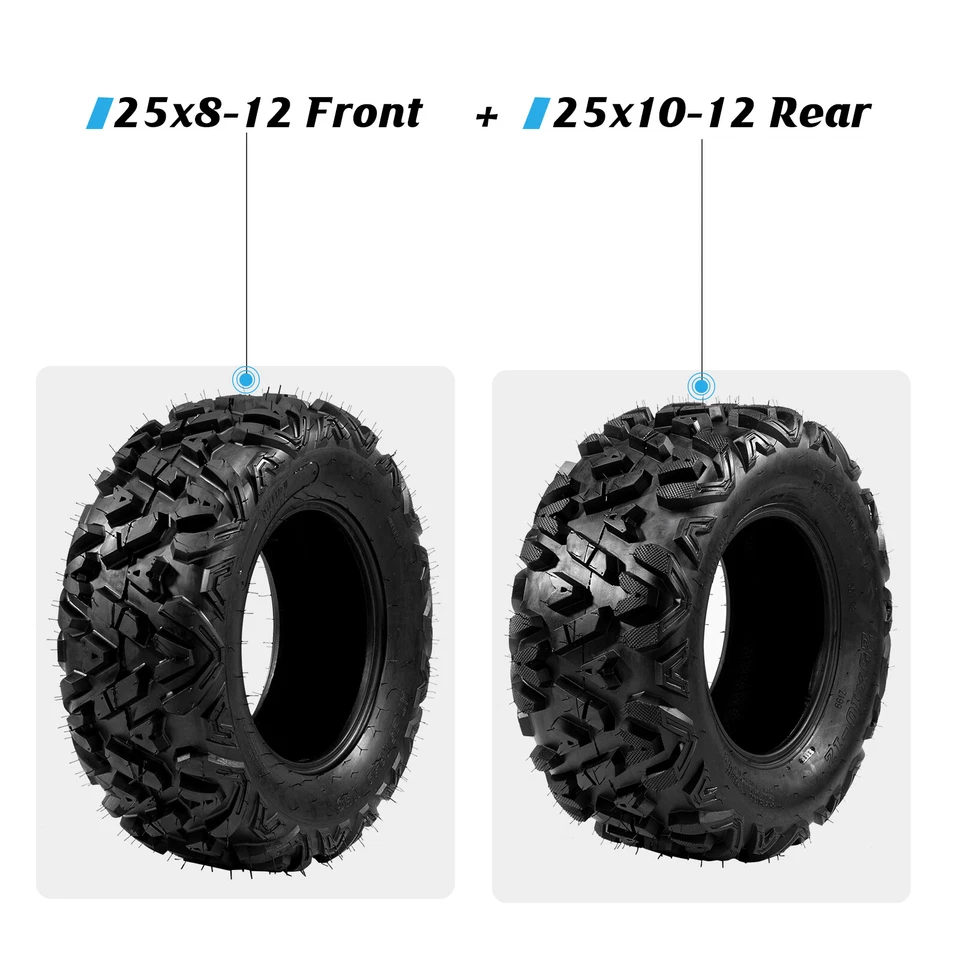 4 * TIRE SET ATV TIRES 25" 25x8-12 25x10-12 with warranty 6ply front & rear - Image 2 of 4