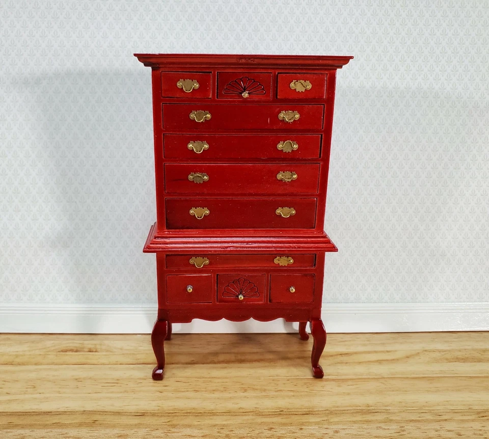 Dollhouse Highboy Dresser Queen Anne Victorian 1:12 Scale Miniature Furniture Foto 2 de 4