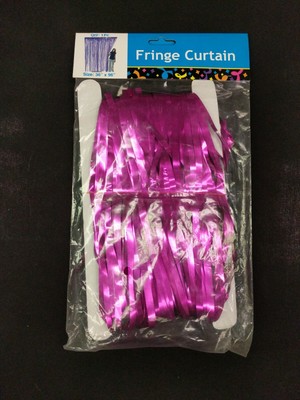 Fuschia Metallic Fringe Curtain Party Foil Tinsel Room Decor