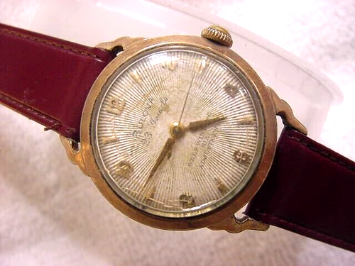 Vintage GOLD FD large antique Art Deco BULOVA 23J HORN-LUG AUTOMATIC mens watch