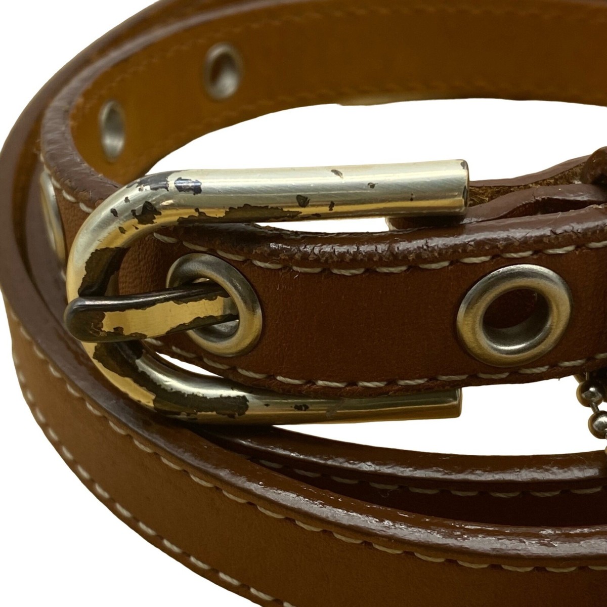 Vintage Women\'s Real Leather Stitch Point Adjustable Buckle‎ Belt Brown One Size Women main image 2