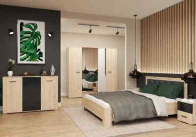 Schlafzimmer-Set Schrank Bett Kommode Nachttisch ARI