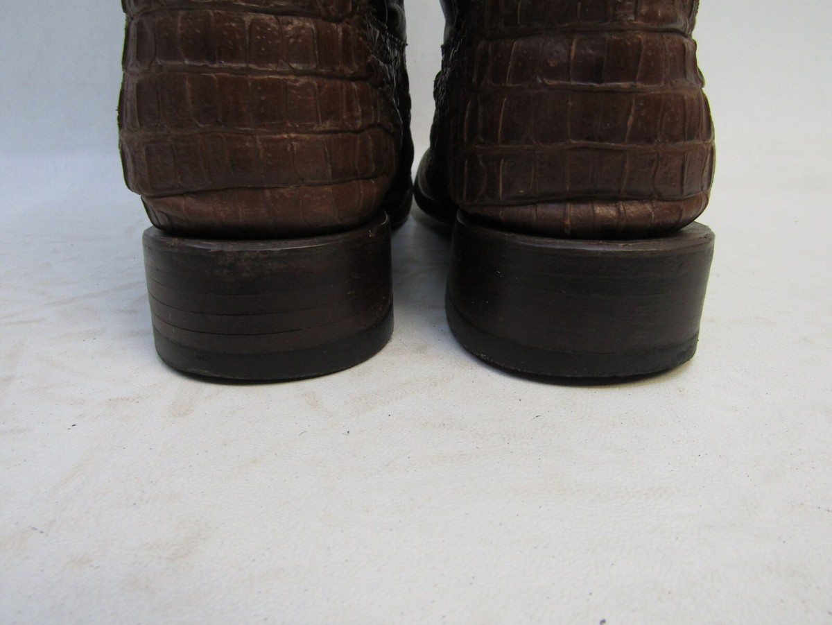 Ferrini Mens Size 8 D Brown Leather Alligator Print Cowboy  display picture 3