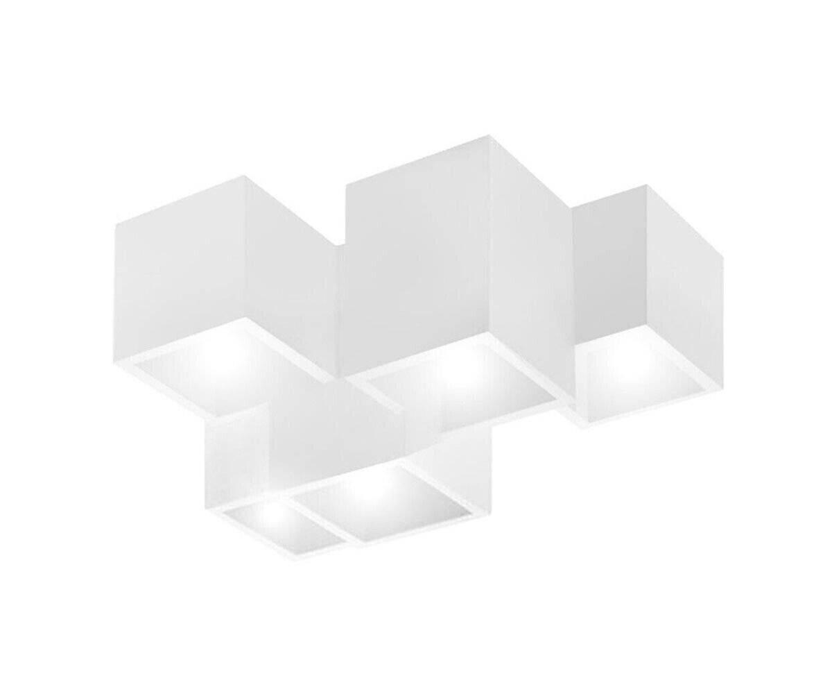 Lampadario Soffitto 5 Cubi Gesso Verniciabile GU10 | Design Moderno