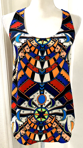Y2K Vintage Mara Hoffman Mystic Psychic Wizard Tarot Occult Print Top Small