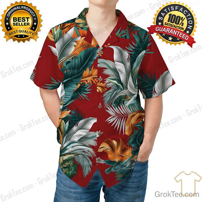 Tropical Jungle Blaze Hawaiian Shirt, Summer Beachwear with Rainforest Flair
