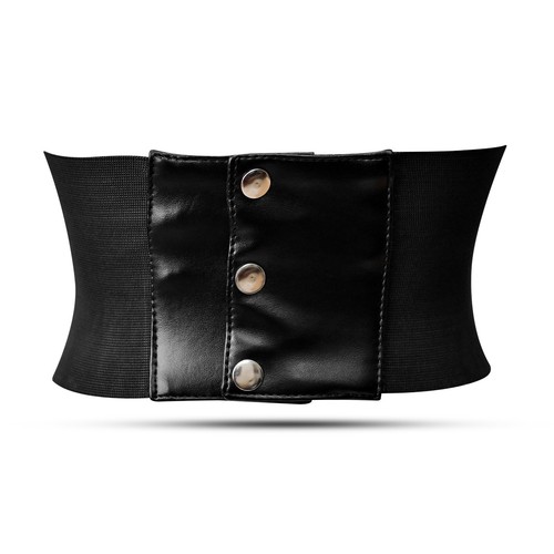 Black Holographic Waist Trainer Belt Gothic Corset Style Cincher with Lace-Up - Picture 4 of 5