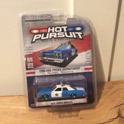 #ad GREENLIGHT GREEN MACHINE HOT PURSUIT 1974 DODGE ILLINOIS MONACO CHICAGO POLICE $39.99
