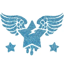 "Sugar" Glittered Temporary Tattoo, Sparkling Blue Winged Star, USA Made