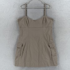 Cotton On Tyler Utility Dress Womens XL Beige Sweetheart Tank Pockets Short