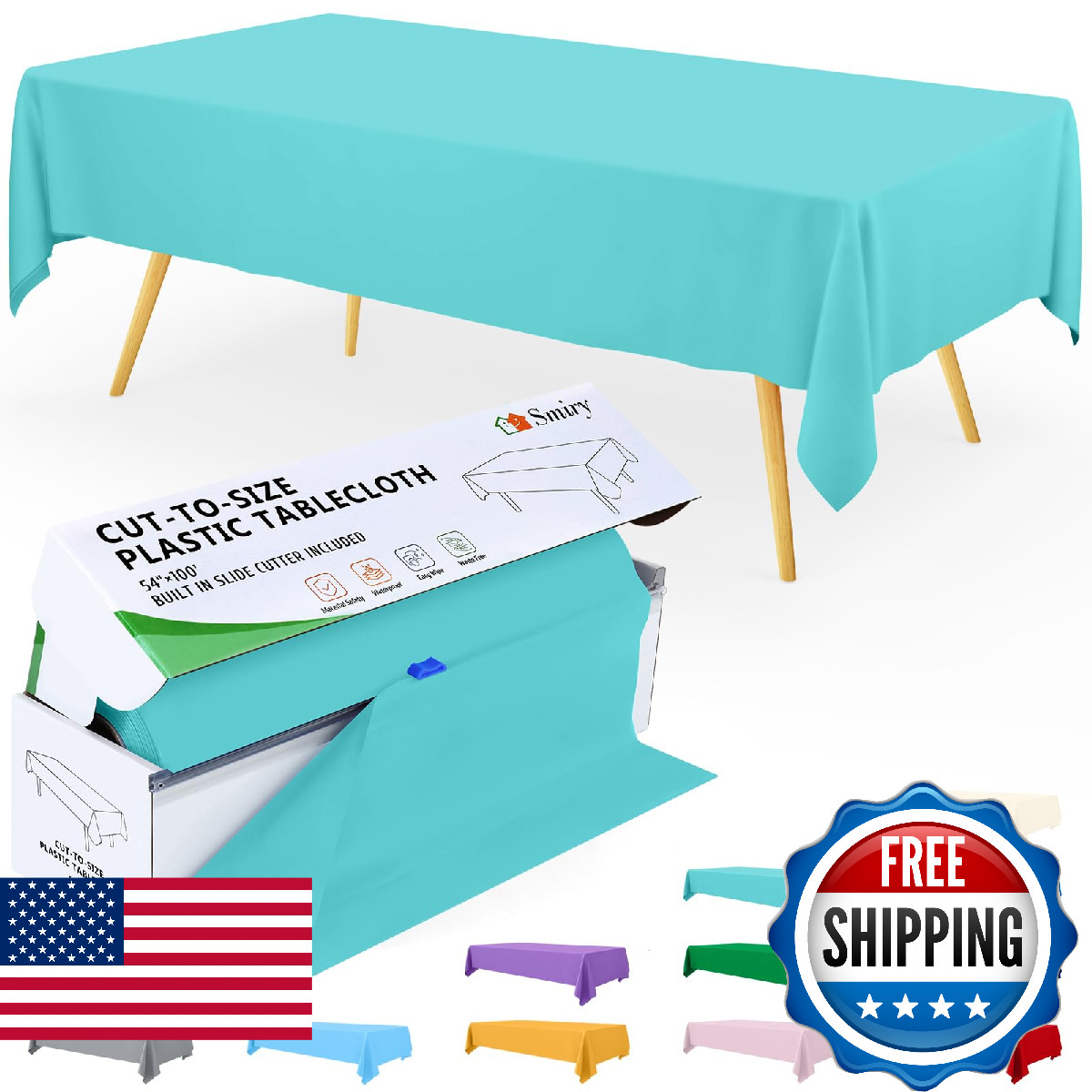 Roll, Teal Plastic Table Cloth I