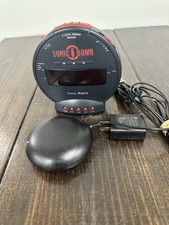 Sonic Alarm Sonic Bomb Alarm Clock SUPER LOUD ALARM with Bed Shaker - Black Red