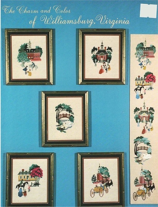 Nicholson Needleart THE CHARM AND COLOR OF WILLIAMSBURG 5 CS Charts Leaflet RARE