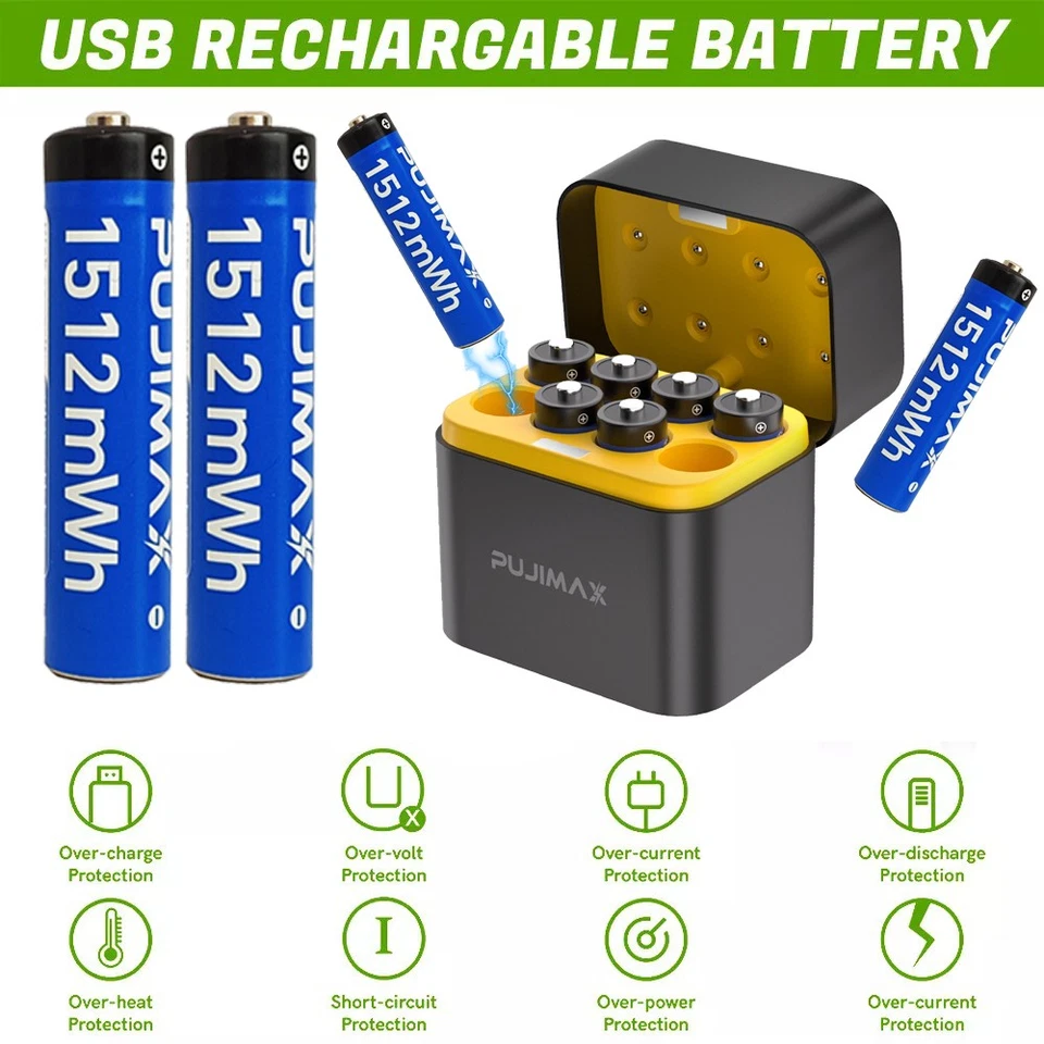 8/16/24/32 PCS 1.5V 1512mWh AAA Rechargeable Lithium Battery With Charging Box - image 3 of 4