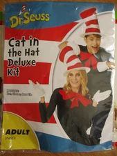 2016 Dr. Seuss Cat In The Hat Halloween Adult Costume Hat, Gloves, Bow Tie