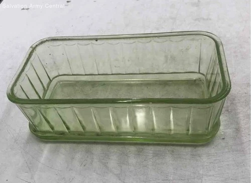Vintage Green Depression Glass Rectangular Flat-Bottomed Refrigerator Dish