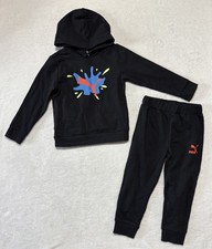 PUMA Sweatshirt Sweatpants Set Kids Boys 5 Black 2 Piece Outfit Hooded New