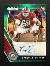 2021 Panini Prizm Draft Picks Landon Dickerson Green Prizm Auto Rookie RC Eagles
