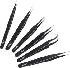 Anti-Static Stainless Steel Craft, 6 Pcs Precision Tweezers Set