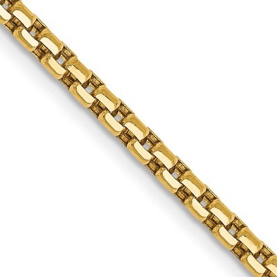 14K 22 inch 2.45mm Semi-Solid Round Box with Lobster Clasp Chain Necklace Mens W