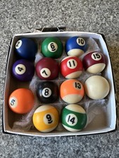 Set 13 Miniature Small Mini Pool Balls Billiard 1 1/2" 1.5" In Box Extra Parts