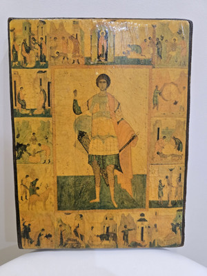Christian Orthodox St. George Handmade, Wooden Board