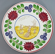 ANTIQUE STAFFORDSHIRE SPATTERWARE RABBITWARE CHARGER PLATE 9.25? c1910