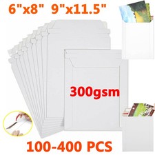 100 - 6x8 9x11.5 White Rigid Stay Flats Self-Seal Cardboard Envelope Mailers