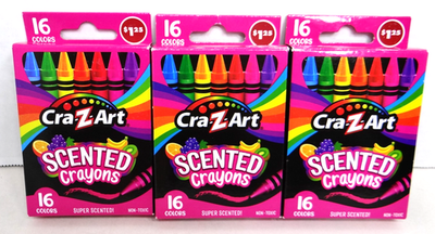 Cra-Z-Art Scented Crayons 16 Colors 3 Packs Super Scented New