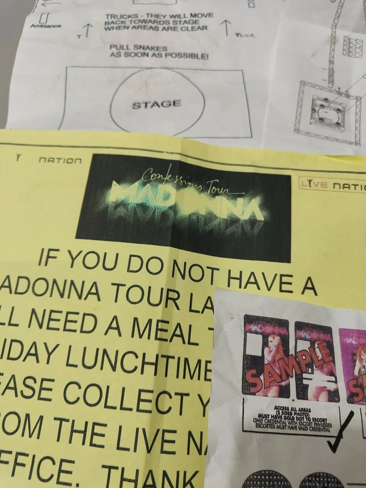 Madonna Confessions Tour 2006 Crew Staff Lights map, truck info, pass sheet... - Image 3 of 4