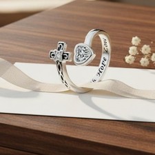 Adjustable Cross Heart Band Dainty Cross Heart Band Handmade for Teen Girls