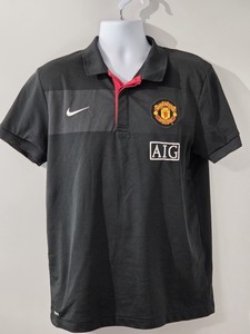 Nike Manchester United AIG Polo Shirt Mens Large Black Football