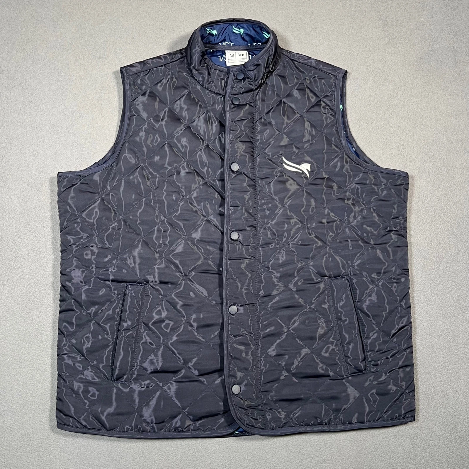 Gulfstream Park 1/ST Quilted Vest Mens M Horse Racing Track Gear Full Zip Snap