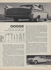 1957 Dodge Vintage Magazine Road Test Article Ad Coronet Custom Lancer D500 57