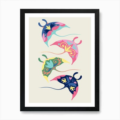 Stachelrochen moderner Kunstdruck gerahmt mit gerahmtem Wandbild Poster Leinwanddruck Bild