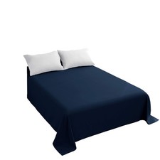 Queen Bed Flat Sheet Ultra Soft Wrinkle Resistant Navy Blue Top Sheet 1 PC New