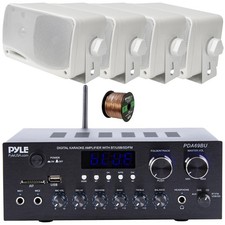Pyle PDA69BU Bluetooth Home Audio Amplifier Receiver, 4x 3.5" Box Speakers, Wire