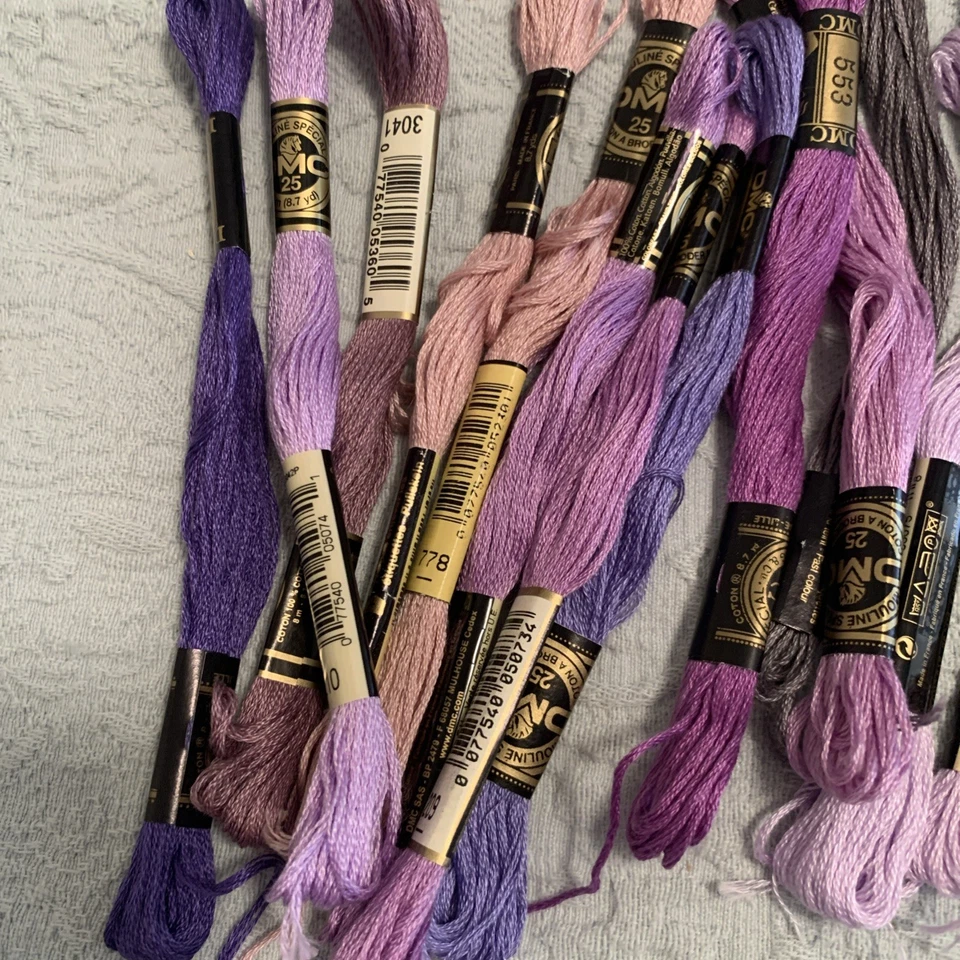 20-DMC 6-Strand Embroidery Cotton 8.7yd- Off Mixed Purples One Of Several Lots - Image 2 of 4