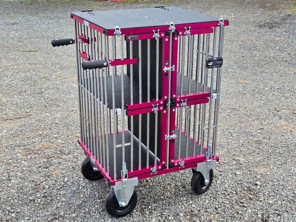 Carro de exhibición canina TOY DOG Titan 4 literas con ruedas todo terreno de 8" Foto 2 de 4