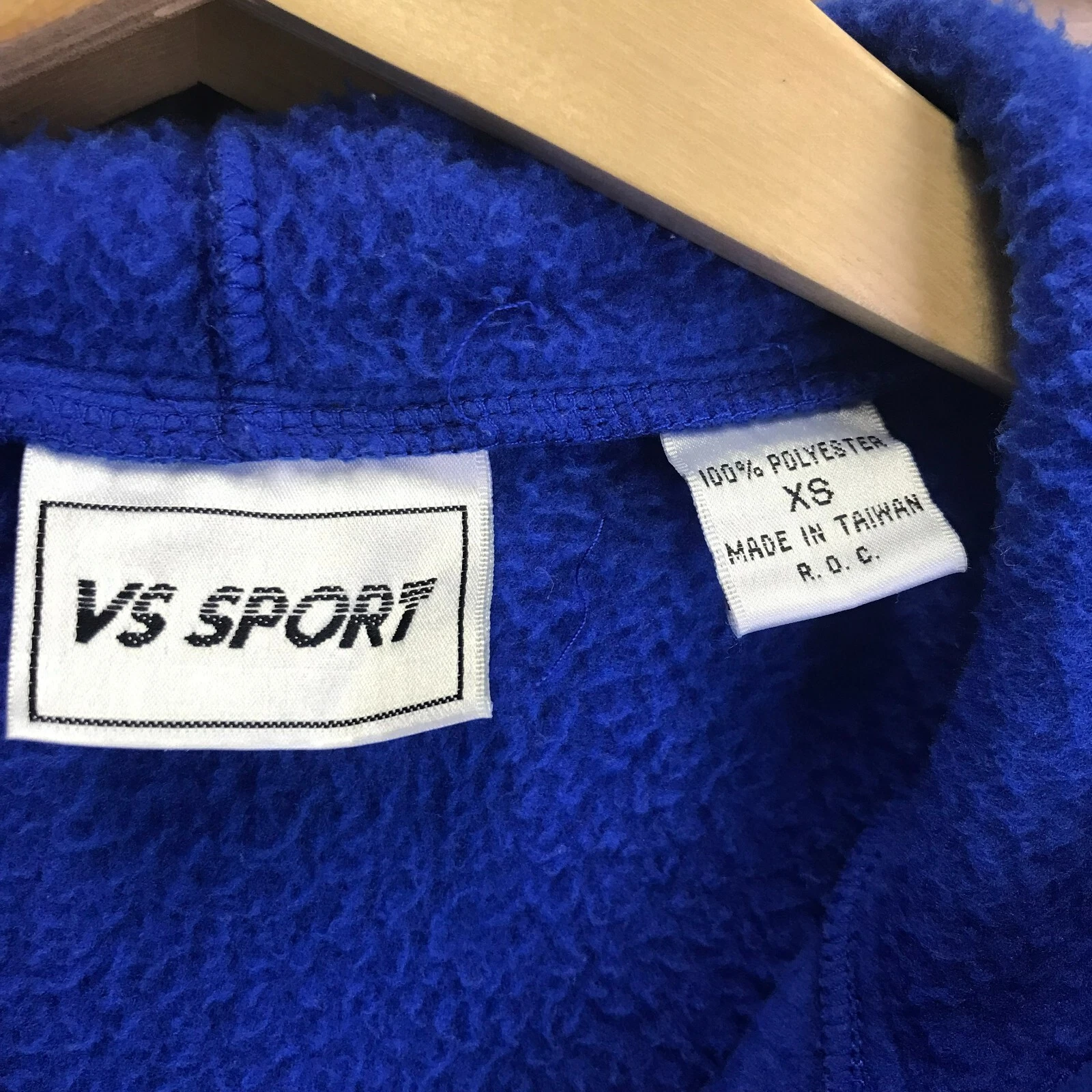 UNDERCOVER Felpa con cappuccio vintage VS sport tagliata donna XS pile blu boxy anni '80 90