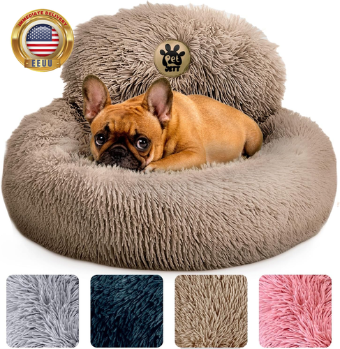 Petjett Calming Dog Bed - Donut Dog Beds for Small, Medium, Large Dogs, Anti-Sli