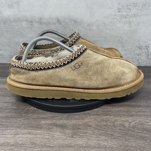 UGG Slippers Mens 11 Tasman Slip On Moccasin Brown Fur Lined - Picture 5 of 12