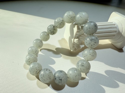 12mm Collection Grade Raw Stone Nephrite Bracelet|和田玉青花籽料手串 - Picture 5 of 8